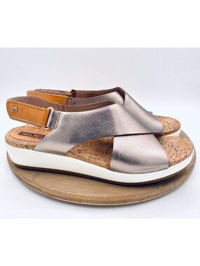 Pikolinos Shoes Womens 11 42 Shiny Leather Slingback Mykonos Sandals Boho